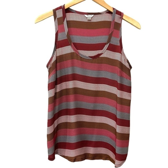 Fossil 100% Silk Tank Pink Striped Flowy Sleeveless Blouse Top Size Small‎ - Picture 1 of 5